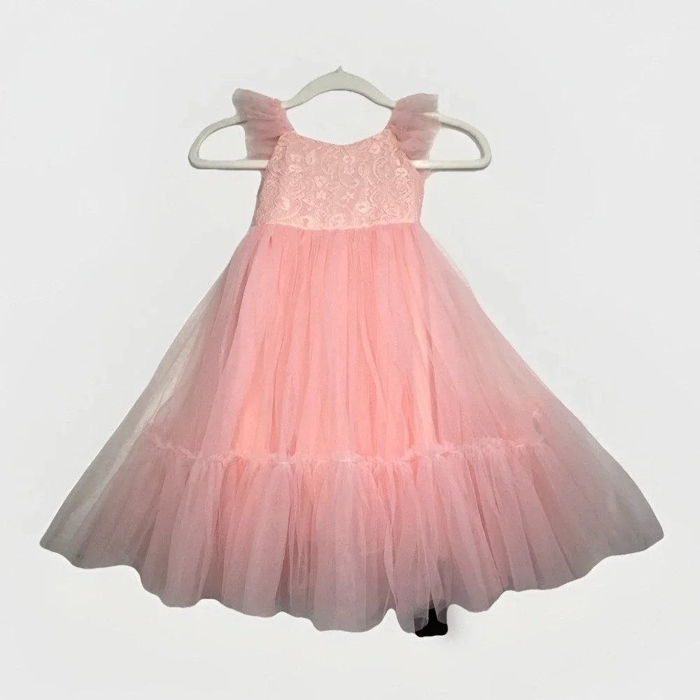 Child's Lace Tulle Tutu Dress 2T 3T Flower Girl Pageant Dress Ball Formal Gown